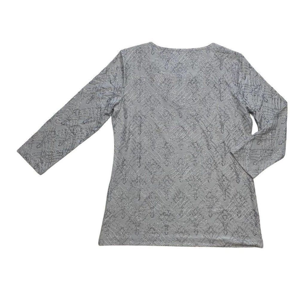 Jm Collection Blouse Top Xxl 2xl Gray Silver Women's Glitter Sparkle New — image 2 of 7